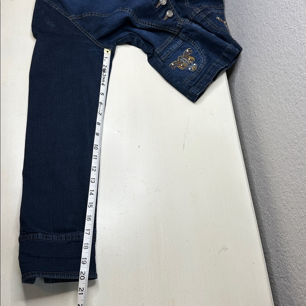 Vintage Valentino‎ Blue Denim 3 Button Blazer Style Embroidered Jean Jacket L - Picture 10 of 10